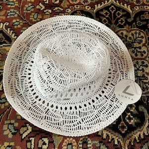 White Crochet Sun Hat - Women's Straw Beach Hat